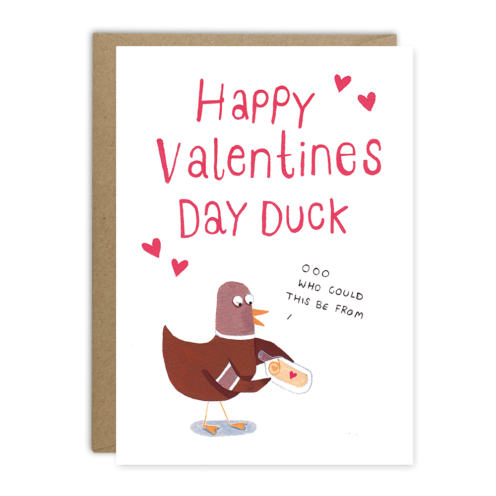 Happy Valentine's Day Duck Card - Greetings from Sarah